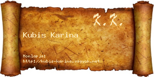 Kubis Karina névjegykártya